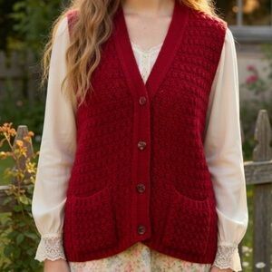Vintage 80s knitwear sweater cardigan vest College Point Size M